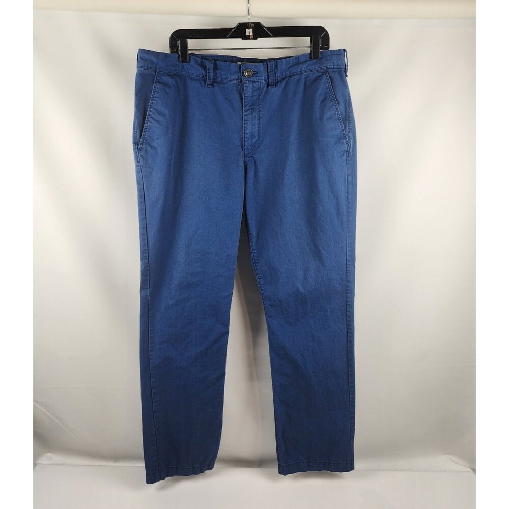 Express Pants Mens 36x31 Finn Khaki Blue Straight Leg Mid Rise Cotton